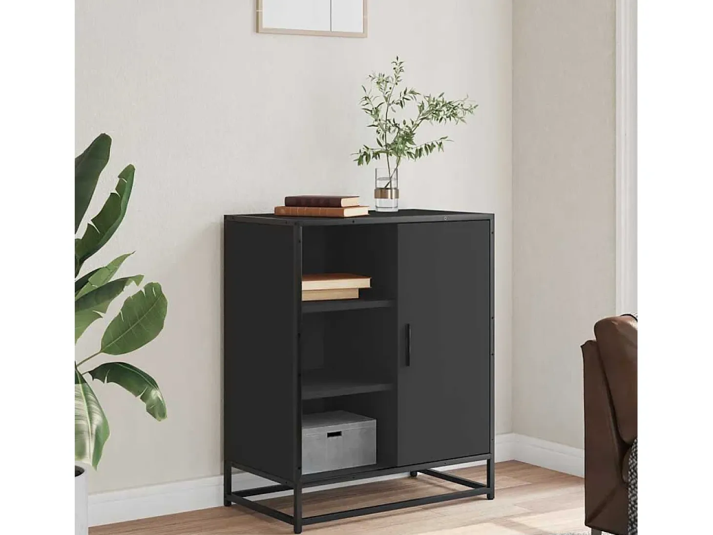 Aparador negro 62x35x76 cm madera contrachapada