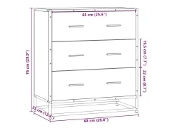 Aparador negro 68x35x76 cm madera contrachapada y metal