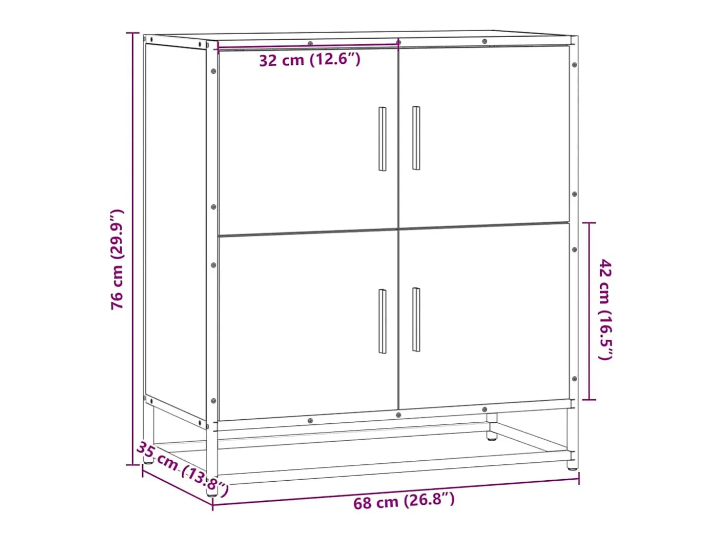 Aparador negro 68x35x76 cm madera contrachapada