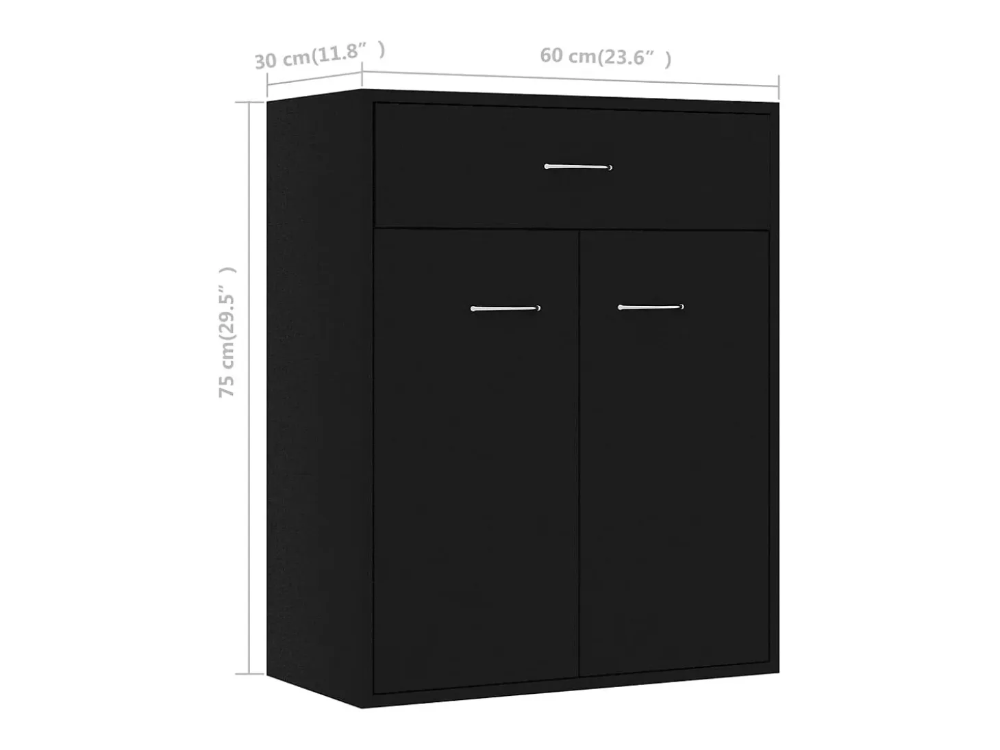 Aparador negro 60x30x75 cm madera de ingeniería