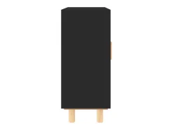 Aparador Negro 60x30x70 cm Madera maciza de pino y ratán natural