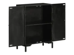 Aparador negro 55x30x77 cm madera maciza de mango y hierro