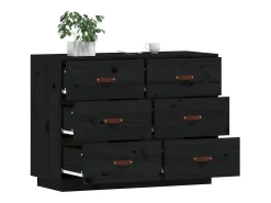 Aparador Negro 100x40x75 cm Madera Maciza de Pino