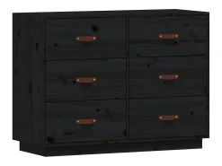 Aparador Negro 100x40x75 cm Madera Maciza de Pino