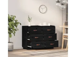 Aparador Negro 100x40x75 cm Madera Maciza de Pino