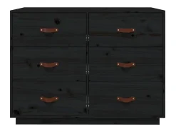 Aparador Negro 100x40x75 cm Madera Maciza de Pino