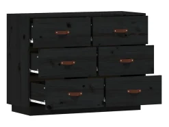Aparador Negro 100x40x75 cm Madera Maciza de Pino