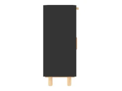 Aparador Negro 60x30x75 cm Madera maciza de pino y ratán natural