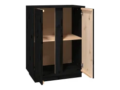 Aparador Negro 60x35x80 cm Madera Maciza de Pino
