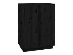 Aparador Negro 60x35x80 cm Madera Maciza de Pino