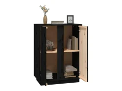 Aparador Negro 60x35x80 cm Madera Maciza de Pino