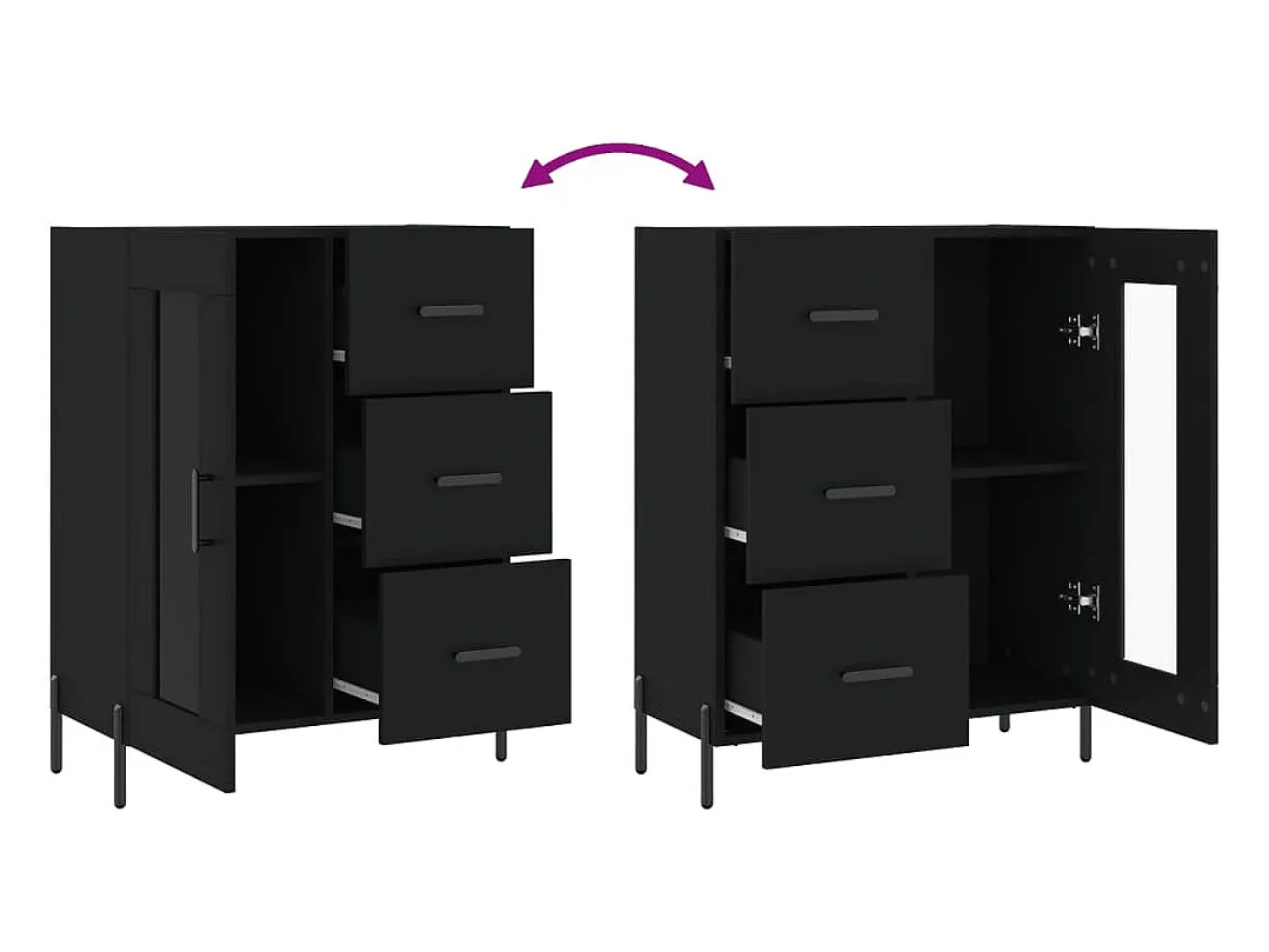 Aparador negro 69,5x34x90 cm madera de ingeniería
