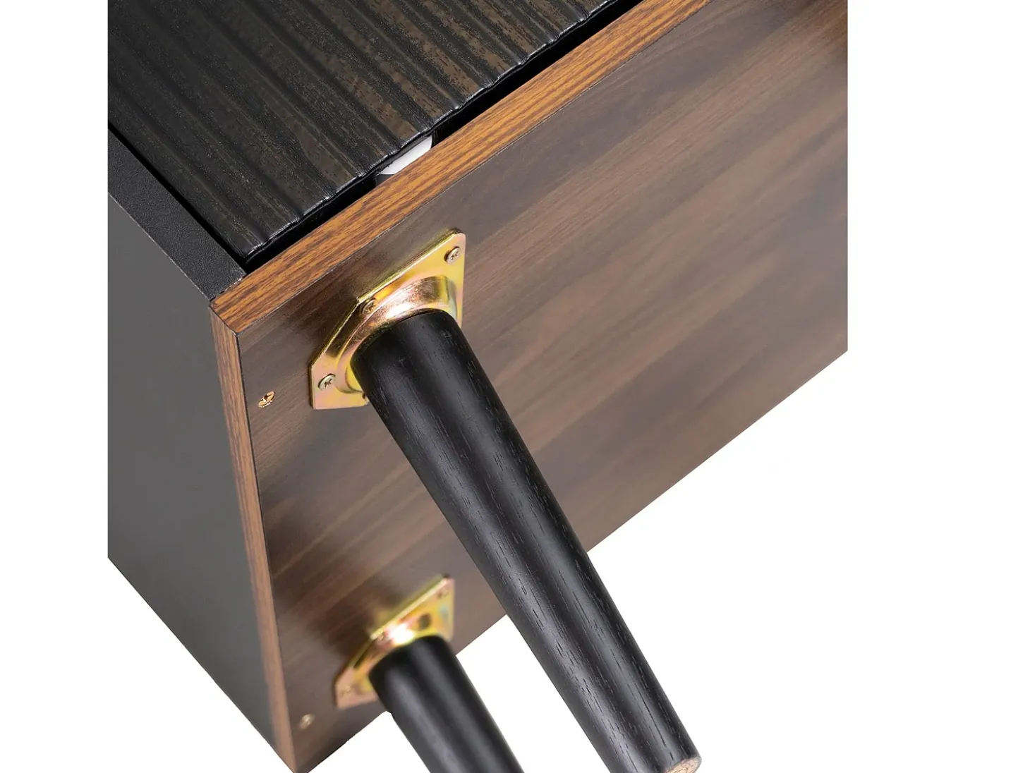Aparador negro y color madera, con 3 cajones y 2 puertas, tiradores metálicos, para dormitorio y salón