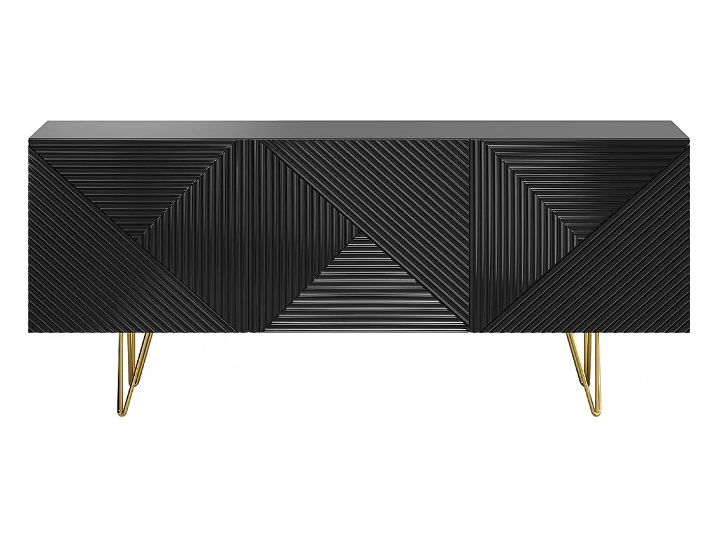 Aparador negro y dorado 3 puertas 160 cm OZEN