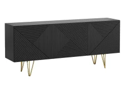 Aparador negro y dorado 3 puertas 160 cm OZEN