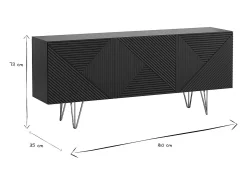 Aparador negro y dorado 3 puertas 160 cm OZEN