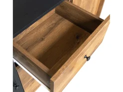 Aparador Negro y Madera 120 cm - Estilo moderno, 2 puertas y 3 cajones