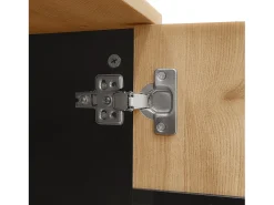 Aparador negro y madera 80x40x120cm con 2 puertas e iluminación LED