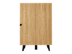 Aparador negro y madera 80x40x120cm con 2 puertas e iluminación LED