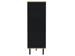 Aparador negro y madera 80x40x120cm con 2 puertas e iluminación LED