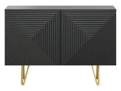 Aparador negro y metal dorado 2 puertas 107 cm OZEN