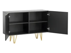 Aparador negro y metal dorado 2 puertas 107 cm OZEN
