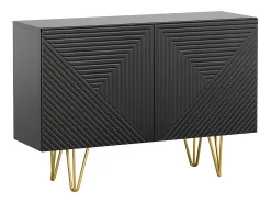 Aparador negro y metal dorado 2 puertas 107 cm OZEN
