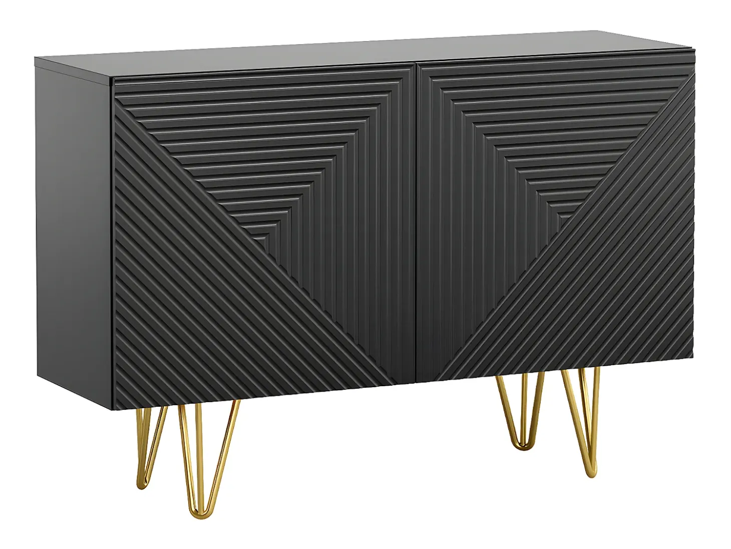 Aparador negro y metal dorado 2 puertas 107 cm OZEN