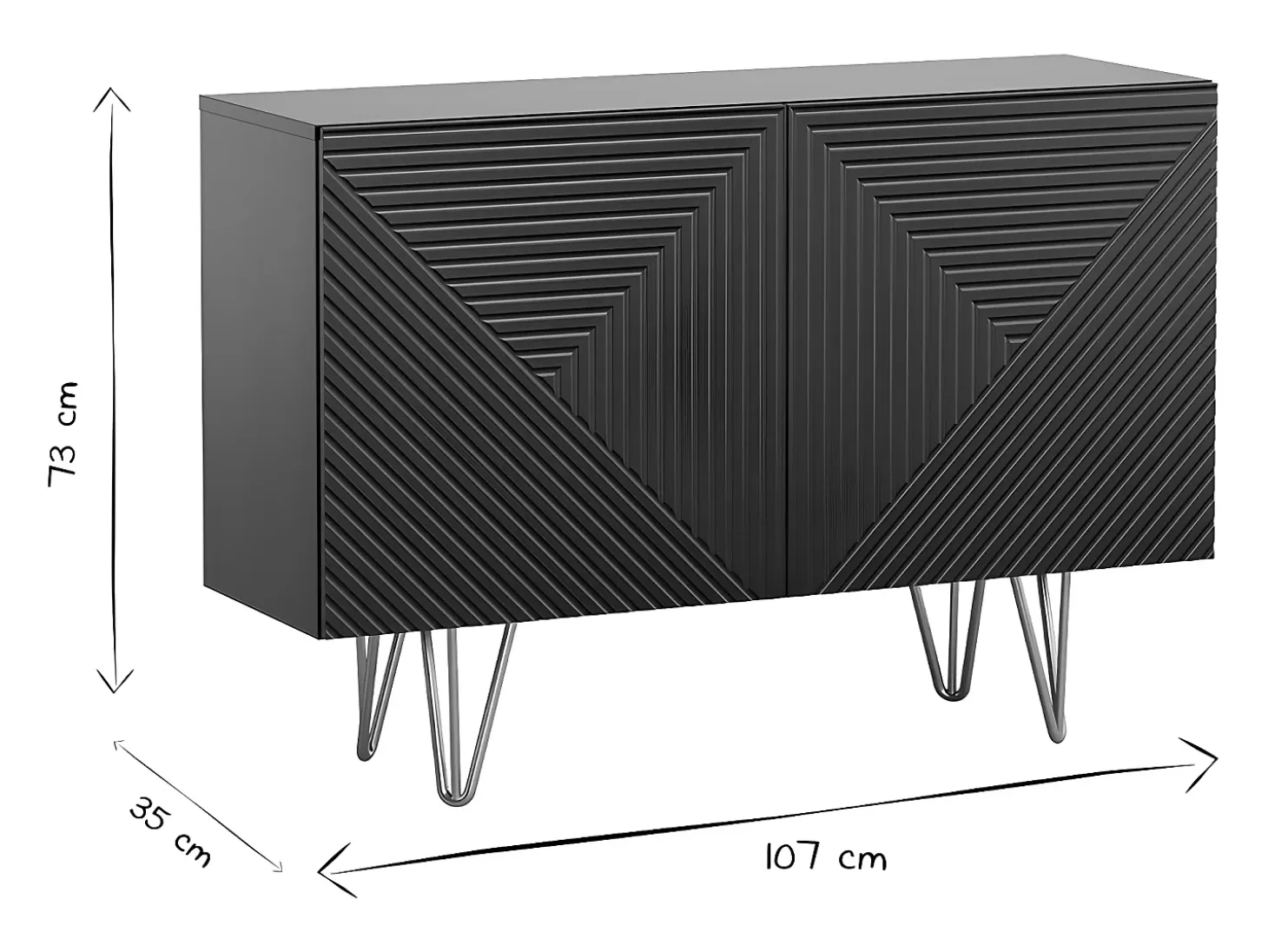 Aparador negro y metal dorado 2 puertas 107 cm OZEN