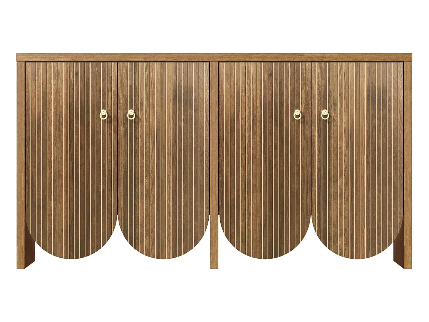Aparador nogal 147×40×80 cm con 4 puertas, divisiones regulables Retro y elegante Almacenaje multifuncional