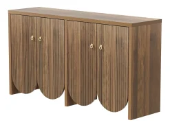 Aparador nogal 147×40×80 cm con 4 puertas, divisiones regulables Retro y elegante Almacenaje multifuncional
