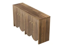 Aparador nogal 147×40×80 cm con 4 puertas, divisiones regulables Retro y elegante Almacenaje multifuncional