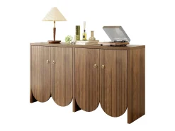 Aparador nogal 147×40×80 cm con 4 puertas, divisiones regulables Retro y elegante Almacenaje multifuncional