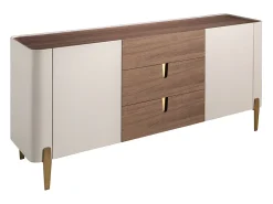 Aparador nogal, beige, acero pulido dorado y tapa de nogal 3274 ANGEL CERDA