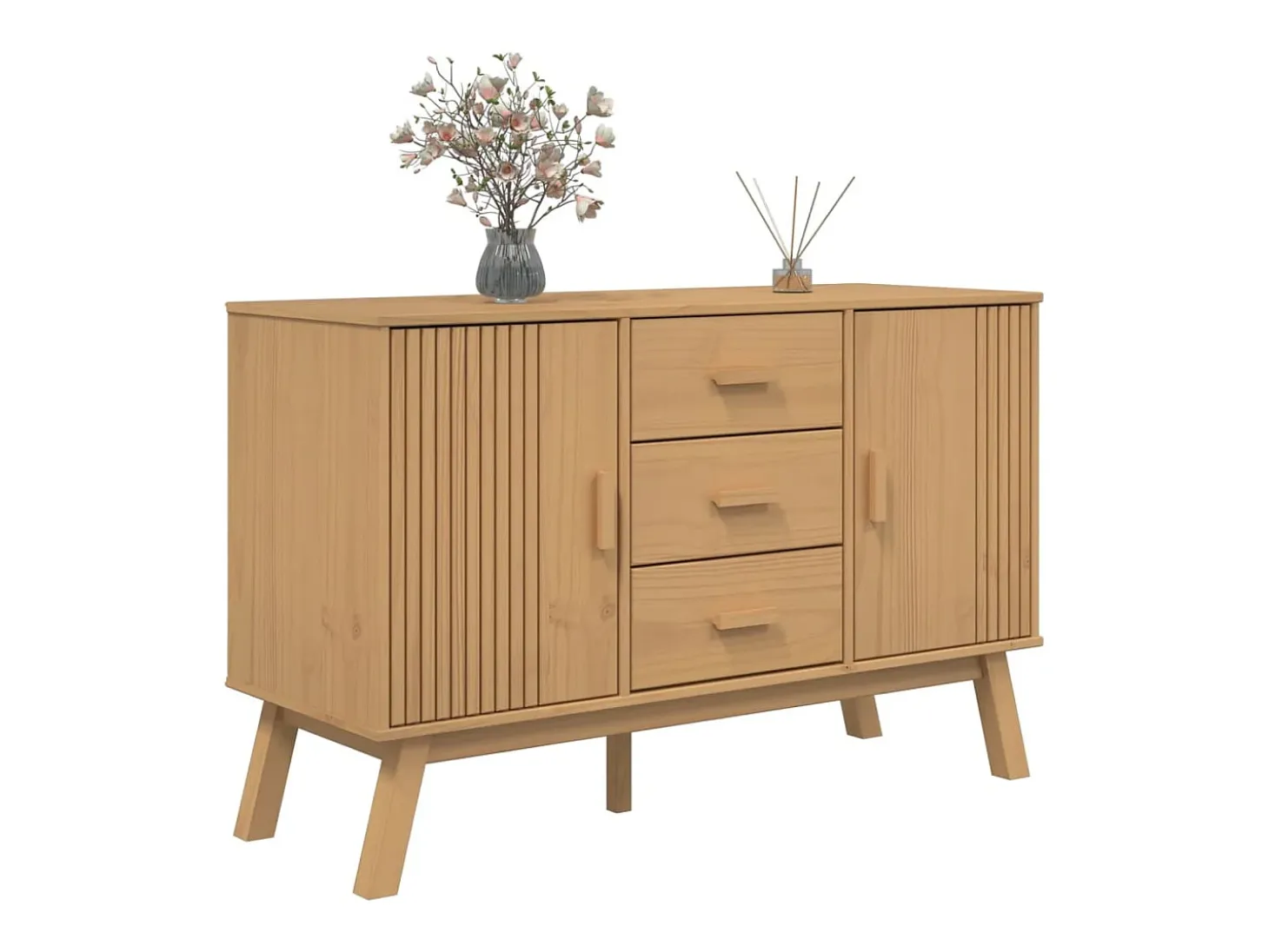 Aparador OLDEN madera maciza de pino marrón 114x43x73,5 cm ES750026