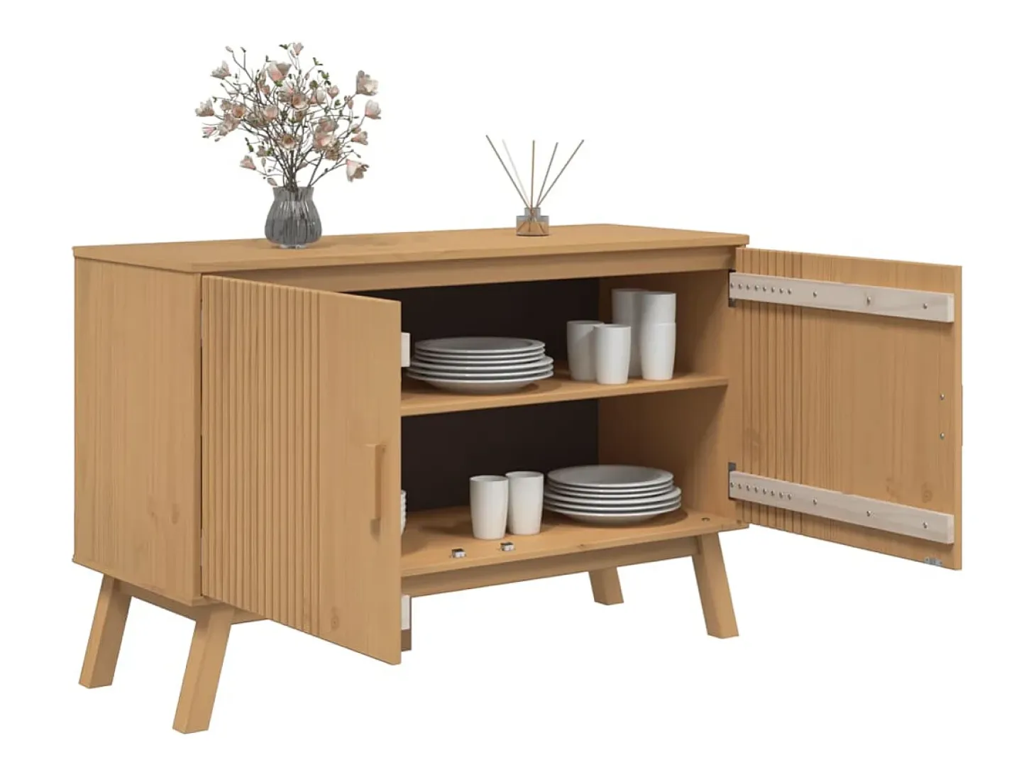 Aparador OLDEN madera maciza de pino marrón 114x43x73,5 cm