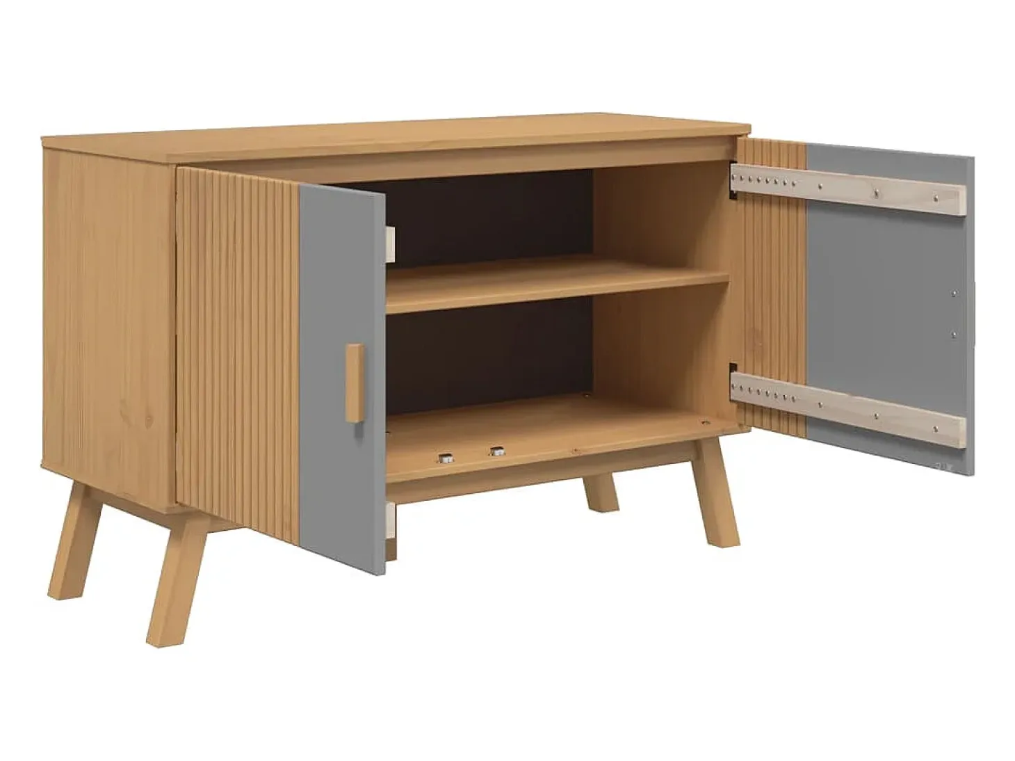 Aparador OLDEN madera maciza pino gris y marrón 114x43x73,5 cm