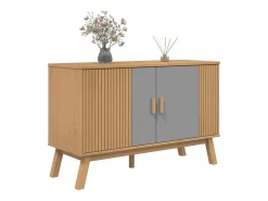 Aparador OLDEN madera maciza pino gris y marrón 114x43x73,5 cm