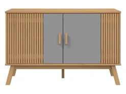 Aparador OLDEN madera maciza pino gris y marrón 114x43x73,5 cm