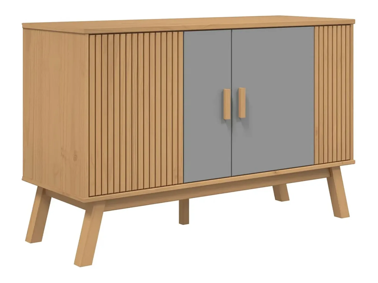 Aparador OLDEN madera maciza pino gris y marrón 114x43x73,5 cm