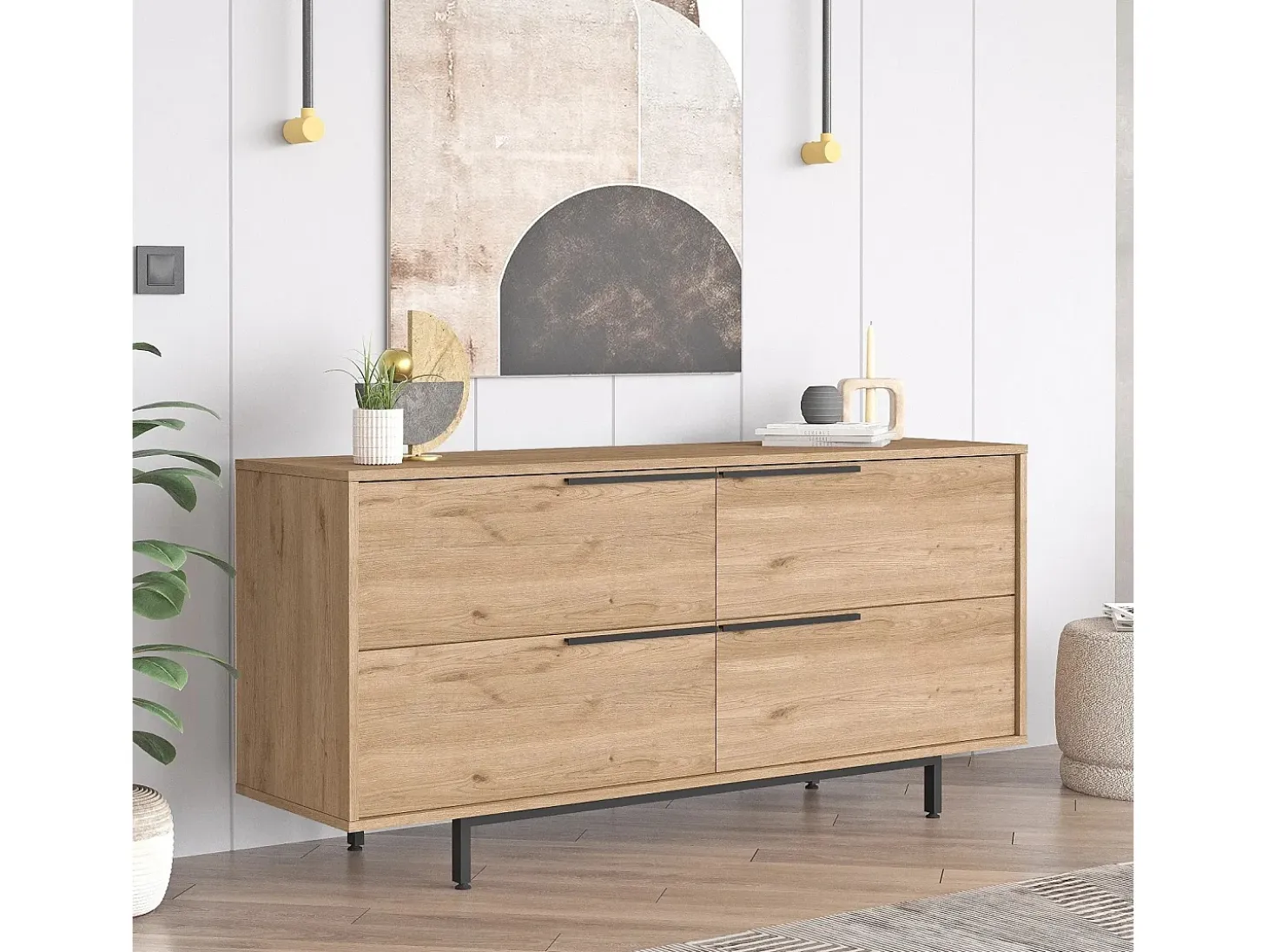Aparador On3-S color nogal 160x44.5x74.3 cm