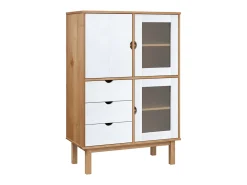 Aparador OTTA madera maciza pino marrón y blanco 85x43x125 cm ES21049