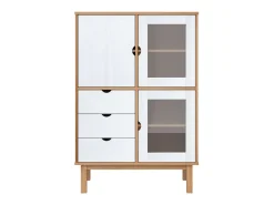 Aparador OTTA madera maciza pino marrón y blanco 85x43x125 cm ES21049