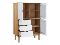 Aparador OTTA madera maciza pino marrón y blanco 85x43x125 cm