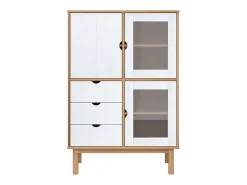 Aparador OTTA madera maciza pino marrón y blanco 85x43x125 cm