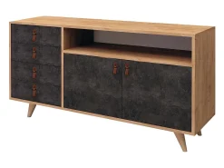 Aparador Pagina color roble Gris oscuro 140x40x86 cm