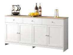 Aparador para salón - 4 puertas y 3 cajones - tablero de partículas - Blanco