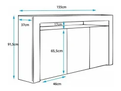 Aparador para Salón comedor en Negro con LED 155x37x91,5cm Aker