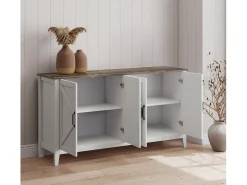 Aparador para Salón comedor en Color Blanco y Roble Rustic 140x40x80cm Olivia