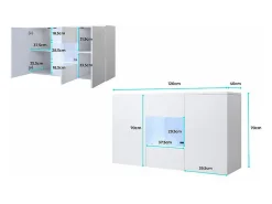 Aparador para Salón comedor en Negro y Blanco con LED 120x40x70cm Luke A2
